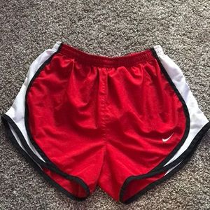 red nike dri-fit running shorts